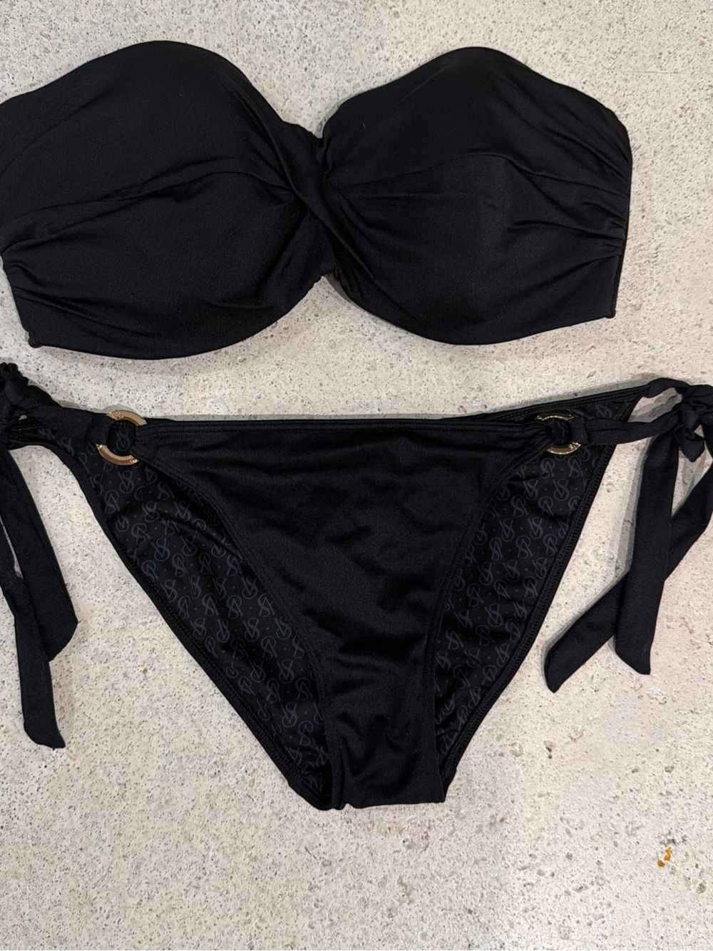 Victoria's Secret Black Bandeau Tie-Side Bikini Set